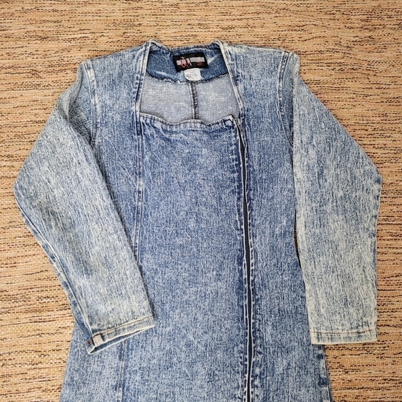 VINTAGE 80s Acid Washed Denim Dress - Picture 3 of 13